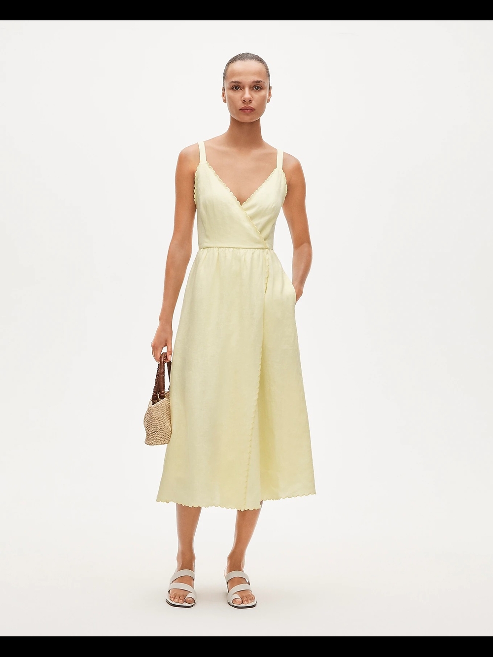 NWT J. Crew Faux-Wrap Linen Sundress